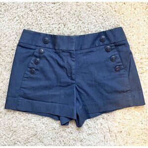 Loft The Riviera Button-Front Slate Blue Shorts Womens Size 2 Cotton Blend